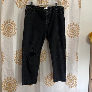 Abercrombie & Fitch The Dad High Rise distressed plus size black jeans